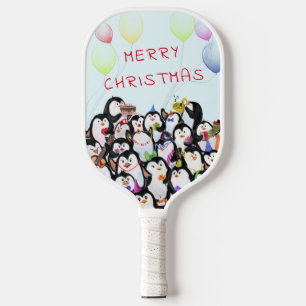 Frohe Weihnachts Pinguins Pickleball Paddle