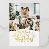 Frohe Weihnachts-Pinselschrift-Foto Folien Feiertagskarte (Vorderseite)