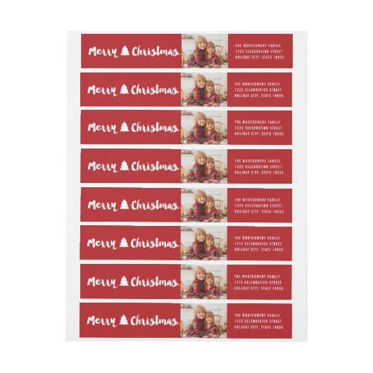 Frohe Weihnachts-Pinselstriche Script Tree Foto-Ad (Bogen)