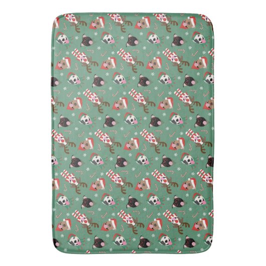 Frohe Weihnachts Pit Bull Hunde Badematte (Vorderseite Vertikal)