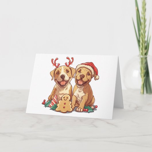 Frohe Weihnachts Pit Bull Hunde Feiertagskarte (Vorderseite)