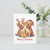 Frohe Weihnachts Pit Bull Hunde Feiertagspostkarte (Stehend Vorderseite)