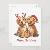 Frohe Weihnachts Pit Bull Hunde Feiertagspostkarte (Vorne/Hinten)