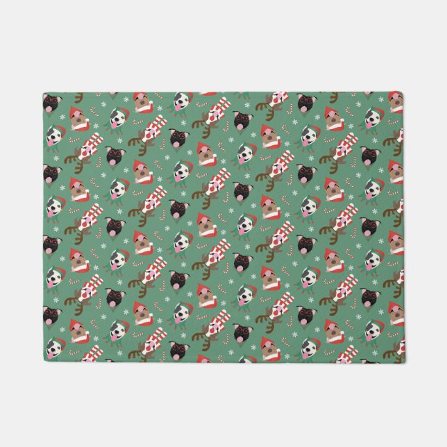 Frohe Weihnachts Pit Bull Hunde Fußmatte (Vorderseite)