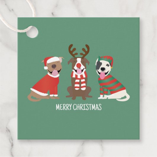 Frohe Weihnachts Pit Bull Hunde Geschenkanhänger (Vorderseite)