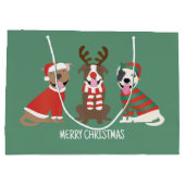 Frohe Weihnachts Pit Bull Hunde Große Geschenktüte (Rückseite)