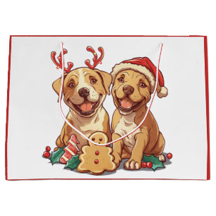 Frohe Weihnachts Pit Bull Hunde Große Geschenktüte