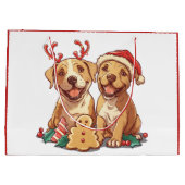 Frohe Weihnachts Pit Bull Hunde Große Geschenktüte (Rückseite)