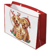 Frohe Weihnachts Pit Bull Hunde Große Geschenktüte (Rückseite Schrägansicht)