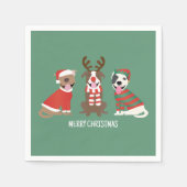 Frohe Weihnachts Pit Bull Hunde Serviette (Vorderseite)