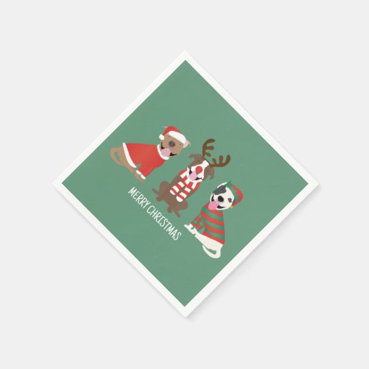 Frohe Weihnachts Pit Bull Hunde Serviette (Ecke)