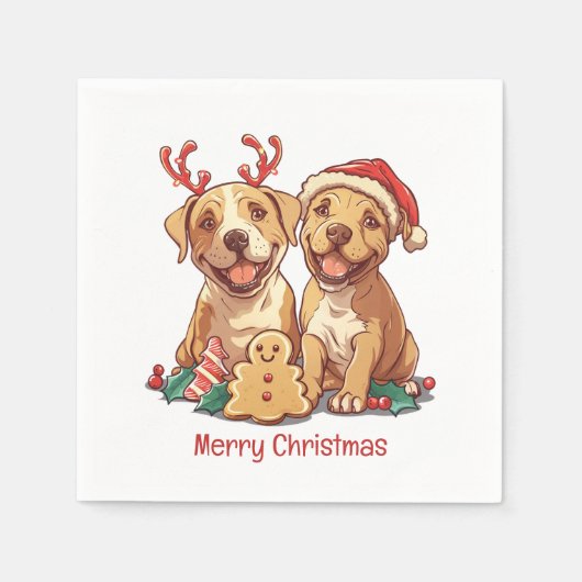 Frohe Weihnachts Pit Bull Hunde Serviette (Vorderseite)