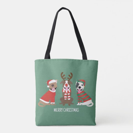 Frohe Weihnachts Pit Bull Hunde Tasche (Rückseite)
