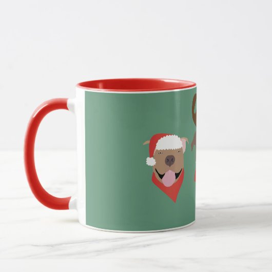 Frohe Weihnachts Pit Bull Hunde Tasse (Links)