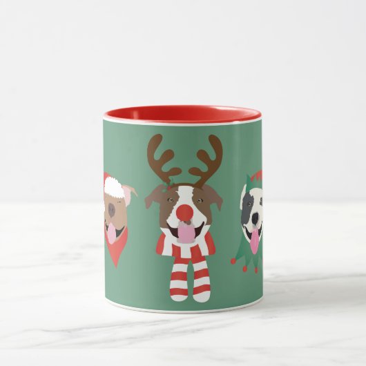 Frohe Weihnachts Pit Bull Hunde Tasse (Zentrum)
