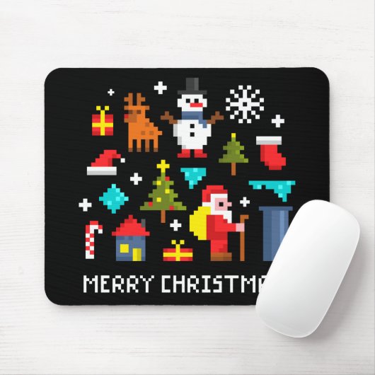 Frohe Weihnachts-Pixel-Cartoon Mousepad (Mit Mouse)