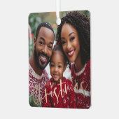 Frohe Weihnachts-Platz Foto Ornament (Vorderseite links)