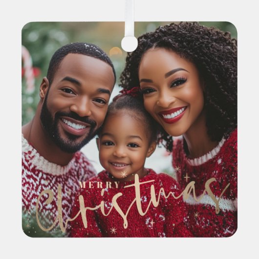 Frohe Weihnachts-Platz Foto Ornament (Vorderseite)