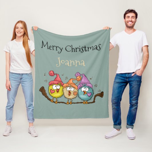 Frohe Weihnachts Playfull Quirky Bird Choir Fleecedecke (Beispiel)