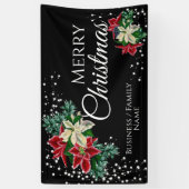 Frohe Weihnachts-Poinsettia Personalisierte Banner (Vertikal)
