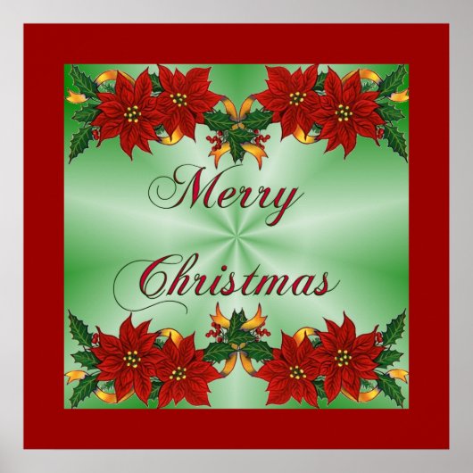 Frohe Weihnachts Poinsettia Poster (Vorne)