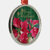 Frohe Weihnachts-Poinsettia Premium-Ornament Ornament Aus Metall (Rechts)