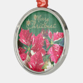 Frohe Weihnachts-Poinsettia Premium-Ornament Ornament Aus Metall (Links)