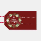 Frohe Weihnachts-Poinsettia-Wreath-Monogramm Geschenkanhänger (Rückseite Horizontal)