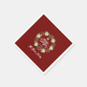 Frohe Weihnachts-Poinsettia-Wreath-Monogramm Serviette (Ecke)