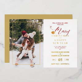 Frohe Weihnachts Poinsettias Wreath Foto Wedding Folien Feiertagskarte