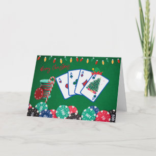 Frohe Weihnachts-Poker-Grußkarte Dankeskarte