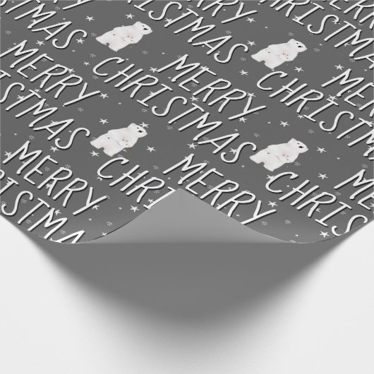 Frohe Weihnachts-Polar-Bär auf den Sternen Geschenkpapier (Ecke)