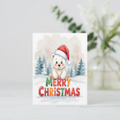 Frohe Weihnachts-Polar-Bär Postkarte (Stehend Vorderseite)