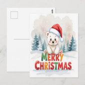 Frohe Weihnachts-Polar-Bär Postkarte (Vorne/Hinten)