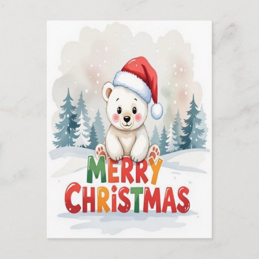 Frohe Weihnachts-Polar-Bär Postkarte (Vorderseite)