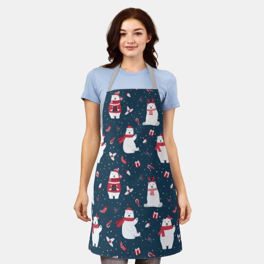 Frohe Weihnachts-Polar-Bär Schürze (Getragen)