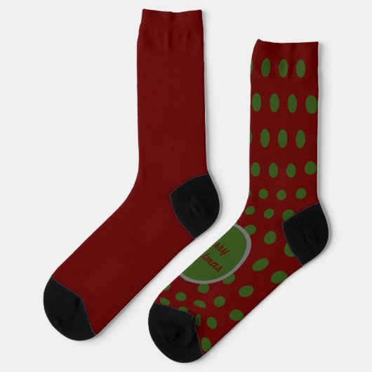 Frohe Weihnachts Polka Dot Mismatch Socken (Linkes Detail)
