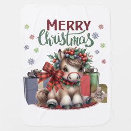 Frohe Weihnachts Pony Babydecke