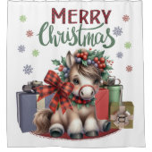 Frohe Weihnachts Pony Duschvorhang (Vorderseite)