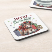 Frohe Weihnachts Pony Getränkeuntersetzer (Linke Seite)