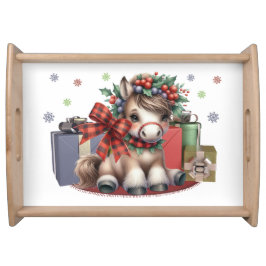 Frohe Weihnachts Pony Serviertablett