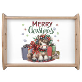 Frohe Weihnachts Pony Serviertablett