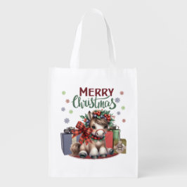 Frohe Weihnachts Pony Wiederverwendbare Einkaufstasche