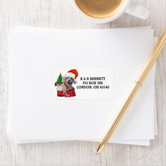 Frohe Weihnachts Poodle Adresse Labels Adressaufkleber (Insitu)