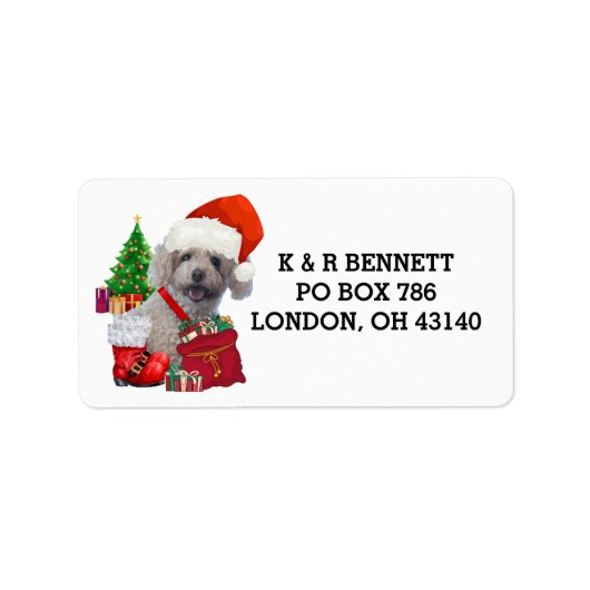 Frohe Weihnachts Poodle Adresse Labels Adressaufkleber (Vorne)