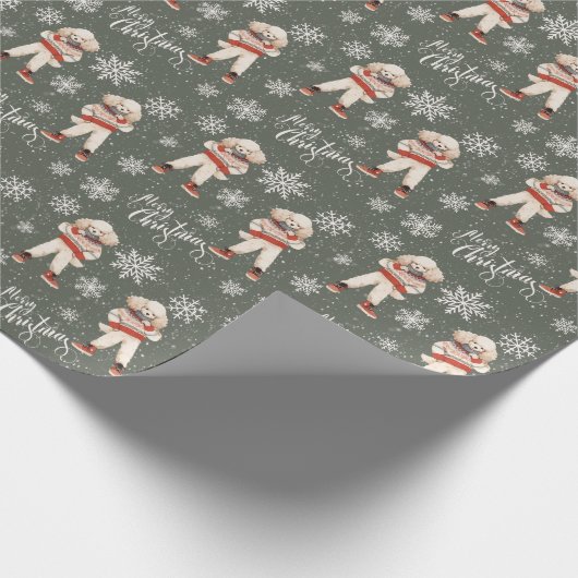 Frohe Weihnachts Poodle Dog Holiday Geschenkpapier (Ecke)
