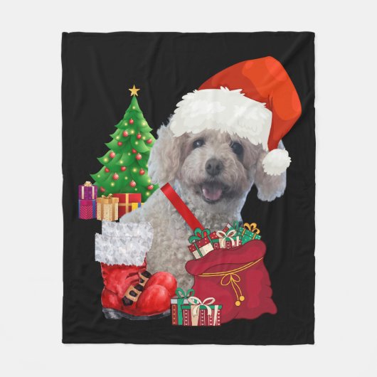 Frohe Weihnachts Poodle Fleece Blanket (Vorderseite)