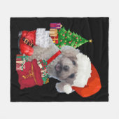 Frohe Weihnachts Poodle Fleece Blanket (Vorderseite (Horizontal))