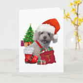 Frohe Weihnachts Poodle Grußkarte Karte (Gelbe Blume)