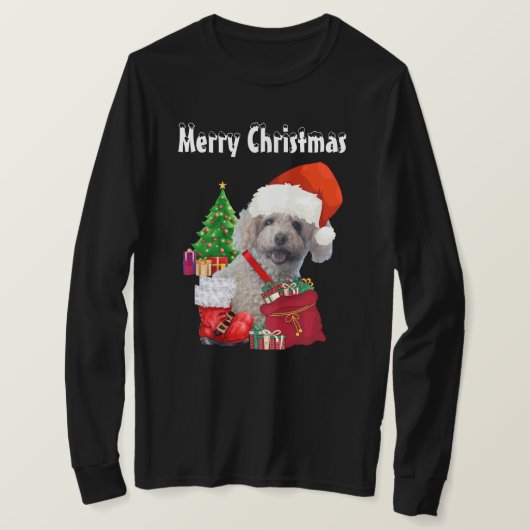 Frohe Weihnachts Poodle Long Sleeve T-Shirt (Design vorne)